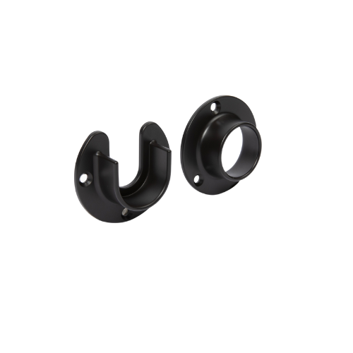 Round Matte Black Closet Rod Screw-In End Supports