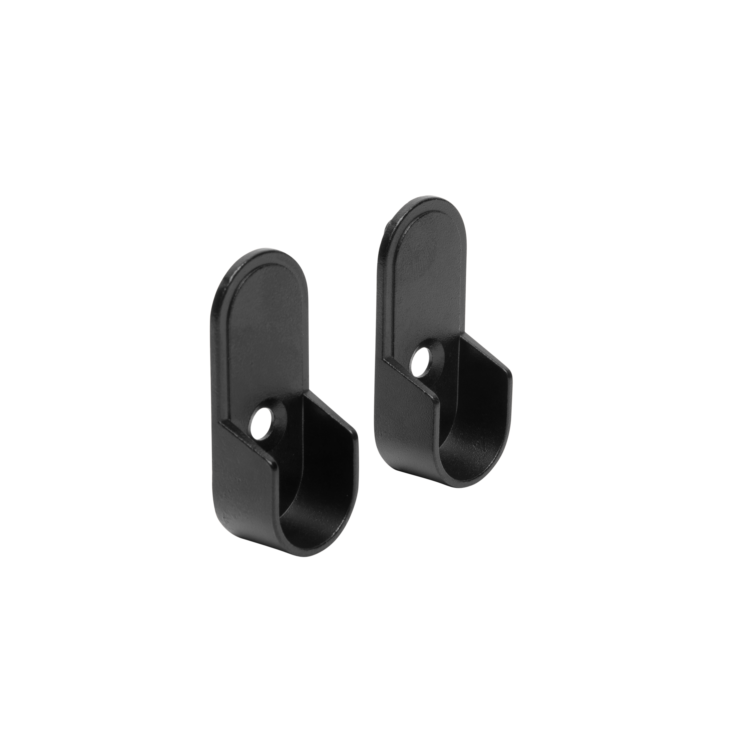 Oval Matte Black Closet Rod End Supports