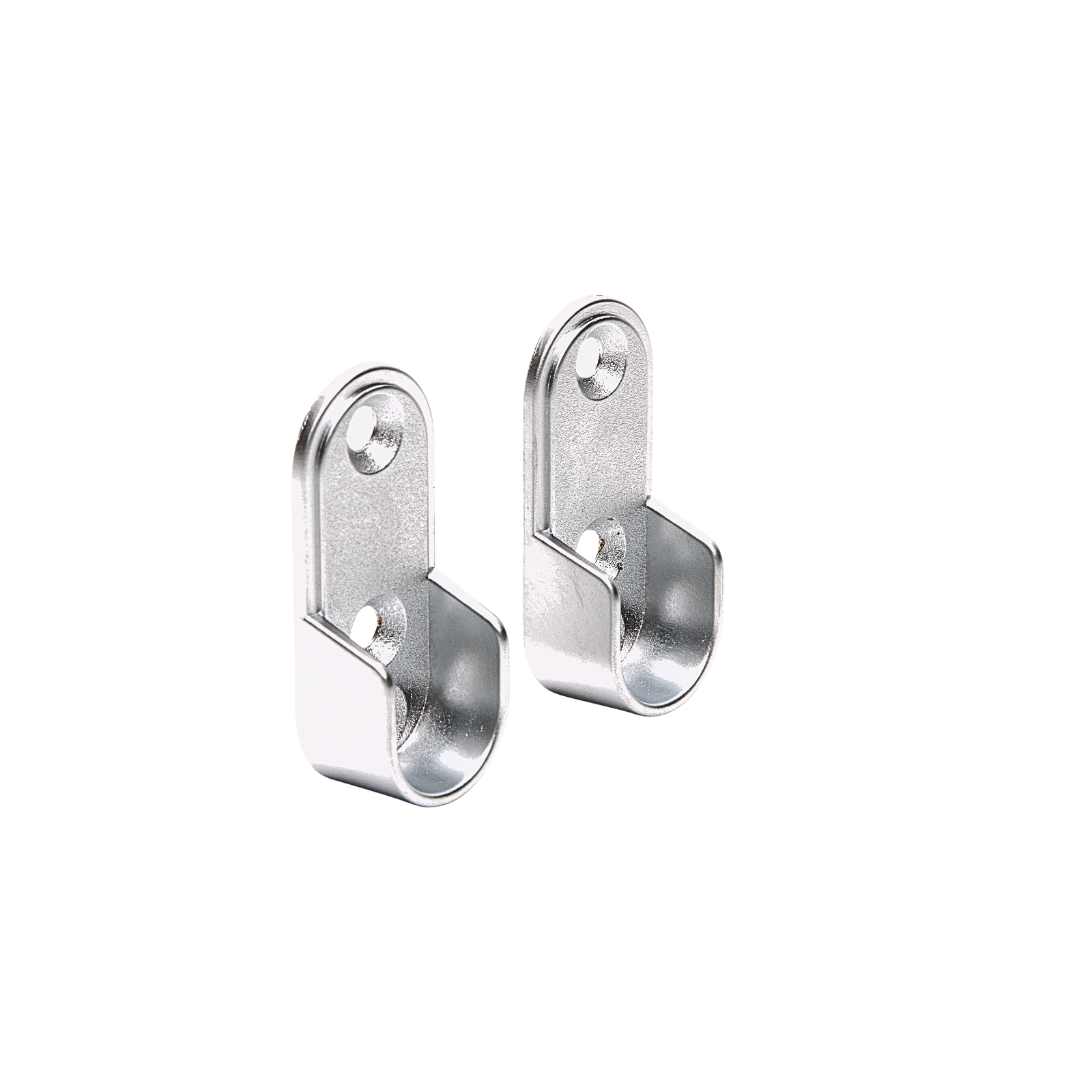 Oval Polished Chrome Closet Rod Screw-In End Supports