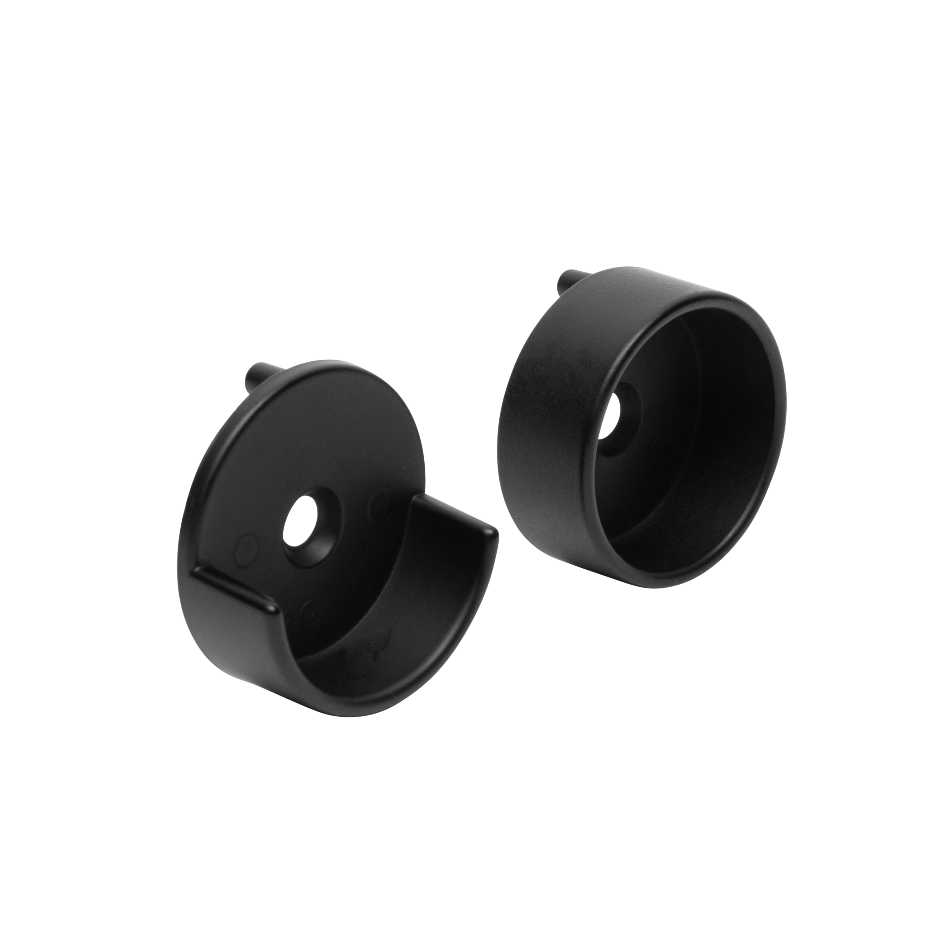 Round Matte Black Closet Rod End Supports
